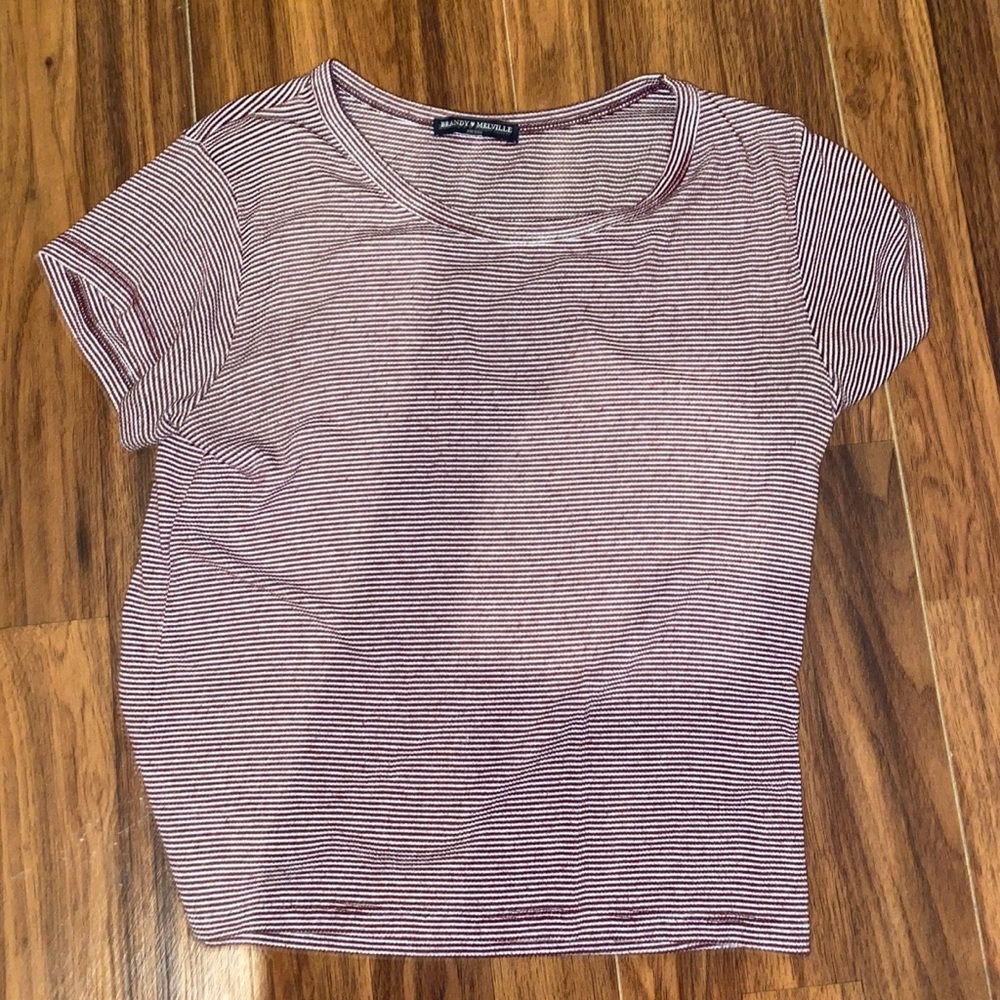 brandy Melville maroon and white striped t shirt